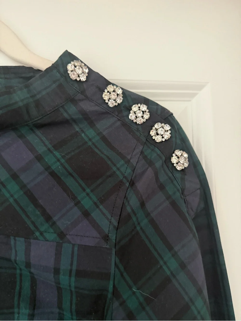 NEW J. Crew Plaid Long-Sleeve Button-Accent Top
